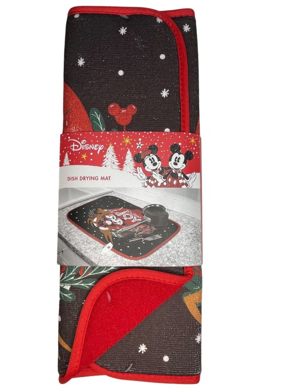 Disney Mickey Mouse Holiday Dish Drying Mat Endless Joy Design 16x18 Inches